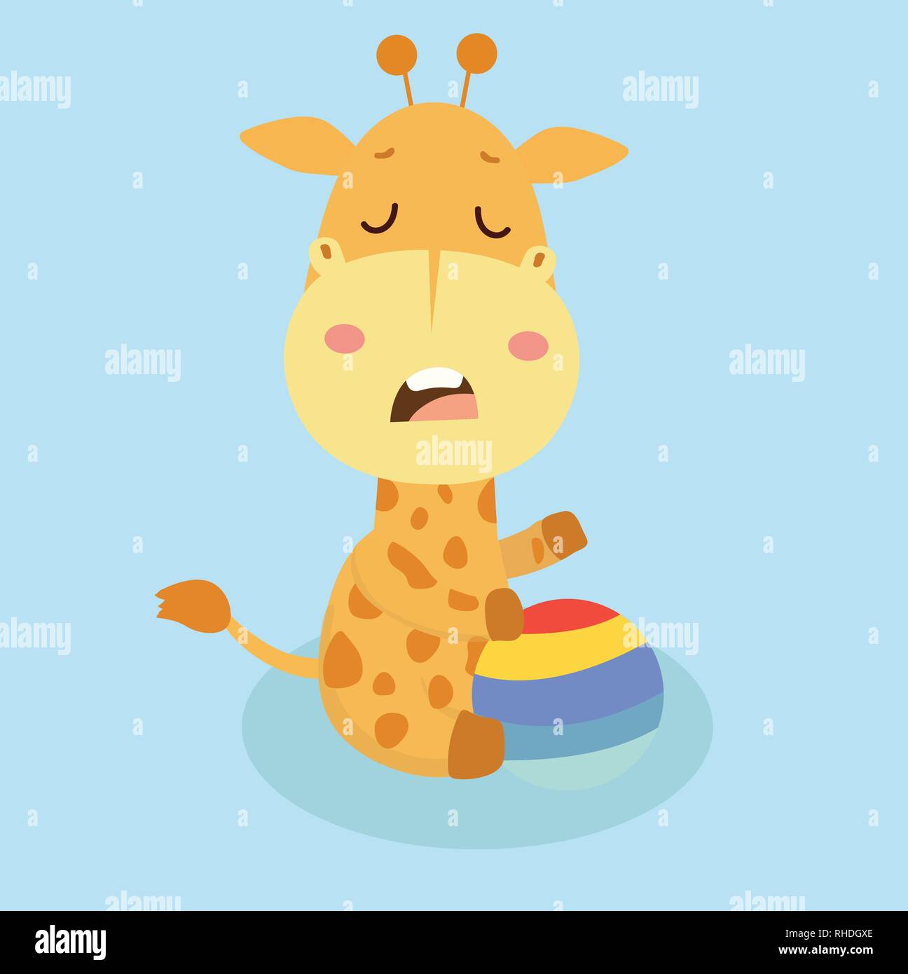 Cute giraffe cartoon on pastel background. Stock Vector