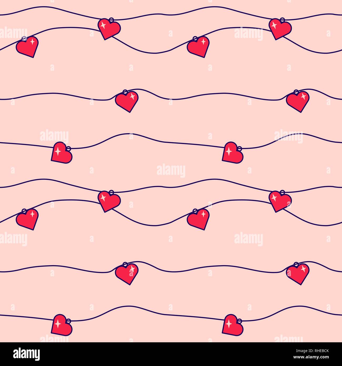Valentines hearts seamless vector pattern. Stock Vector