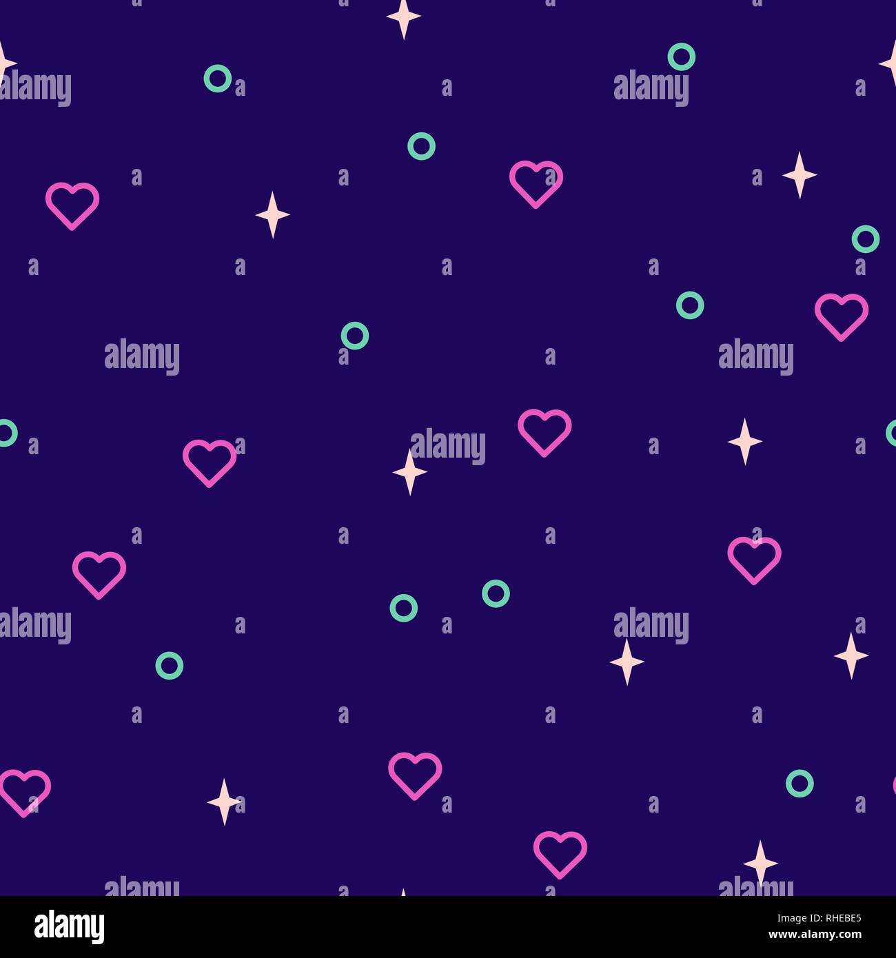 Valentines icon hearts and shapes seamless vector pattern. Stock Vector