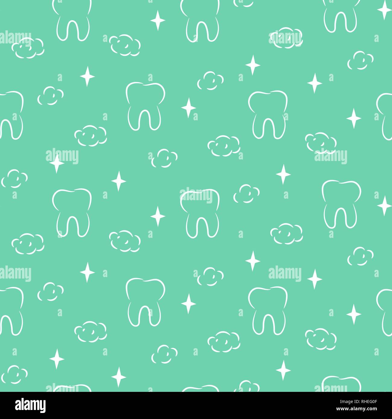 Dental seamless vector pattern with teeth and highlights. Stock Vector