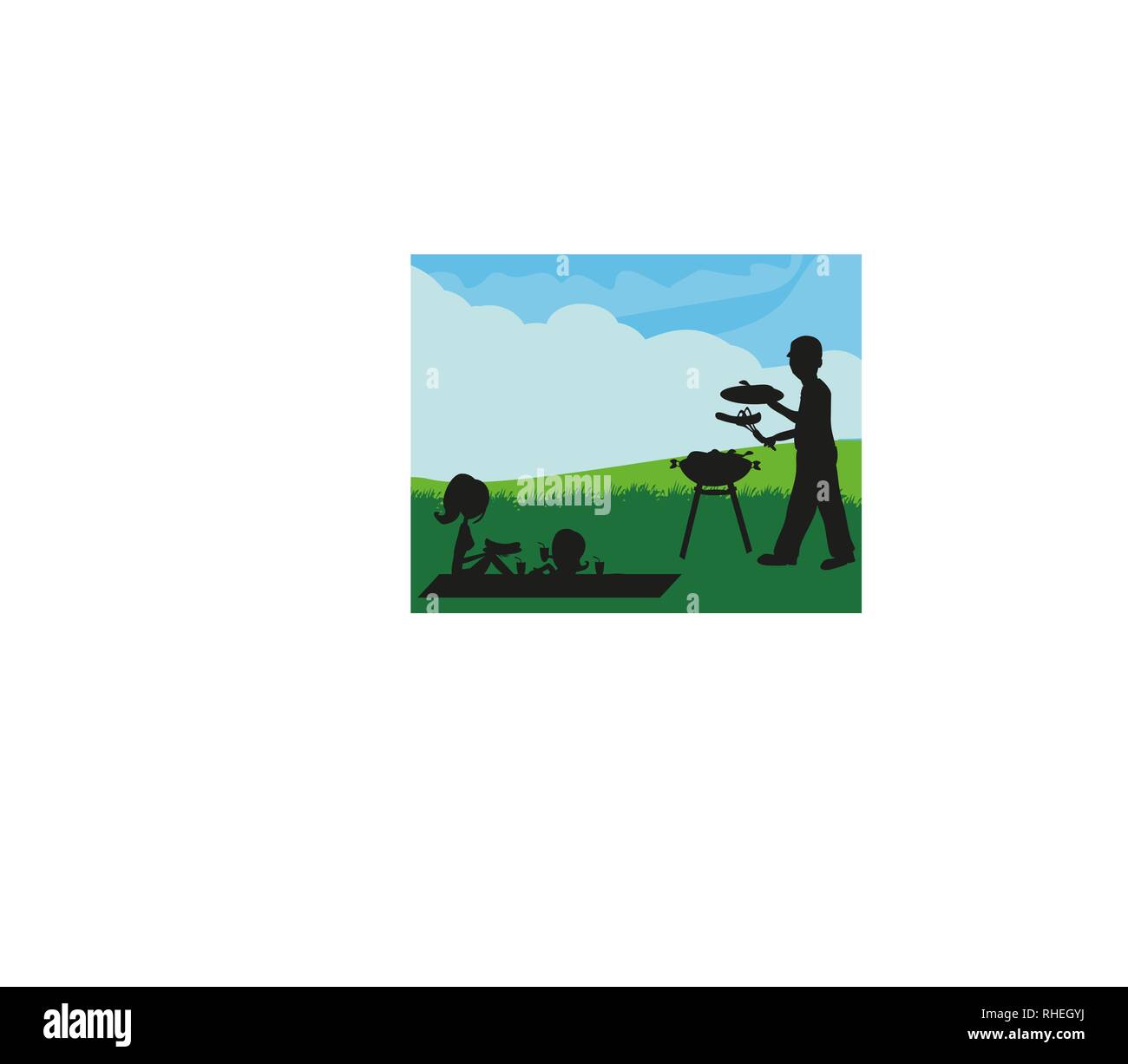 illustration of a family having a picnic Stock Vector
