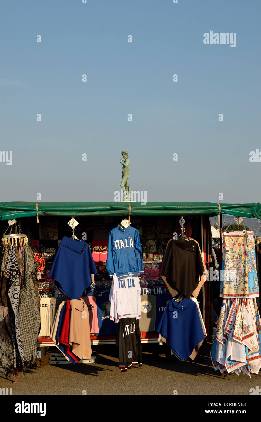 Piazzale Michelangelo with bronze copy of David sculpture, Florence Stock Photo