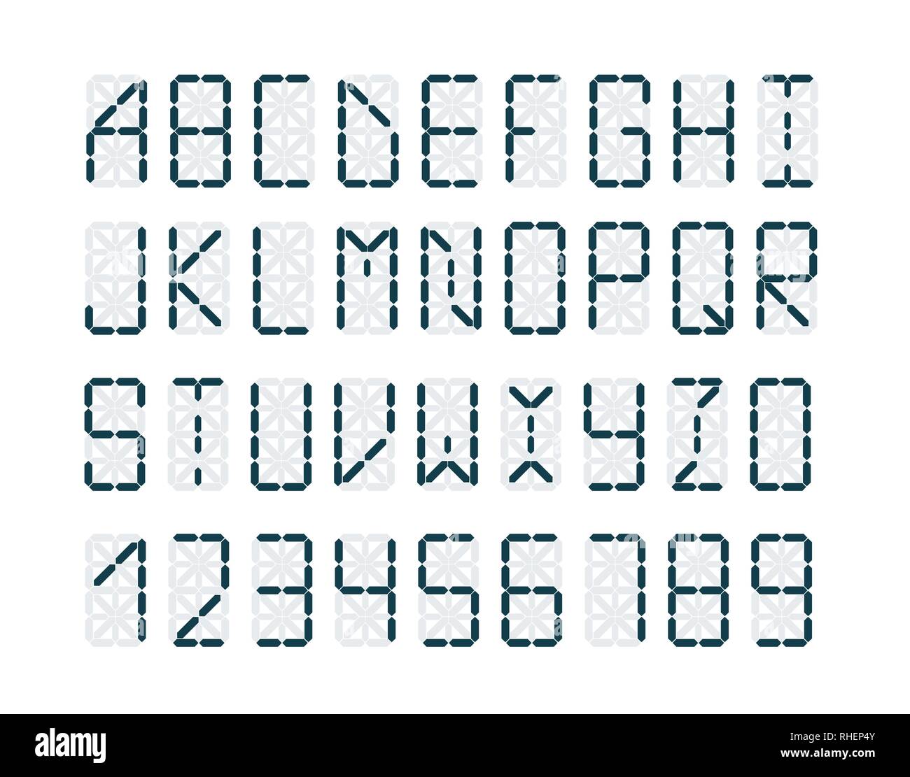 Set of digital retro clock font with numbers Isolated on white Stock Vector Image & Art Alamy