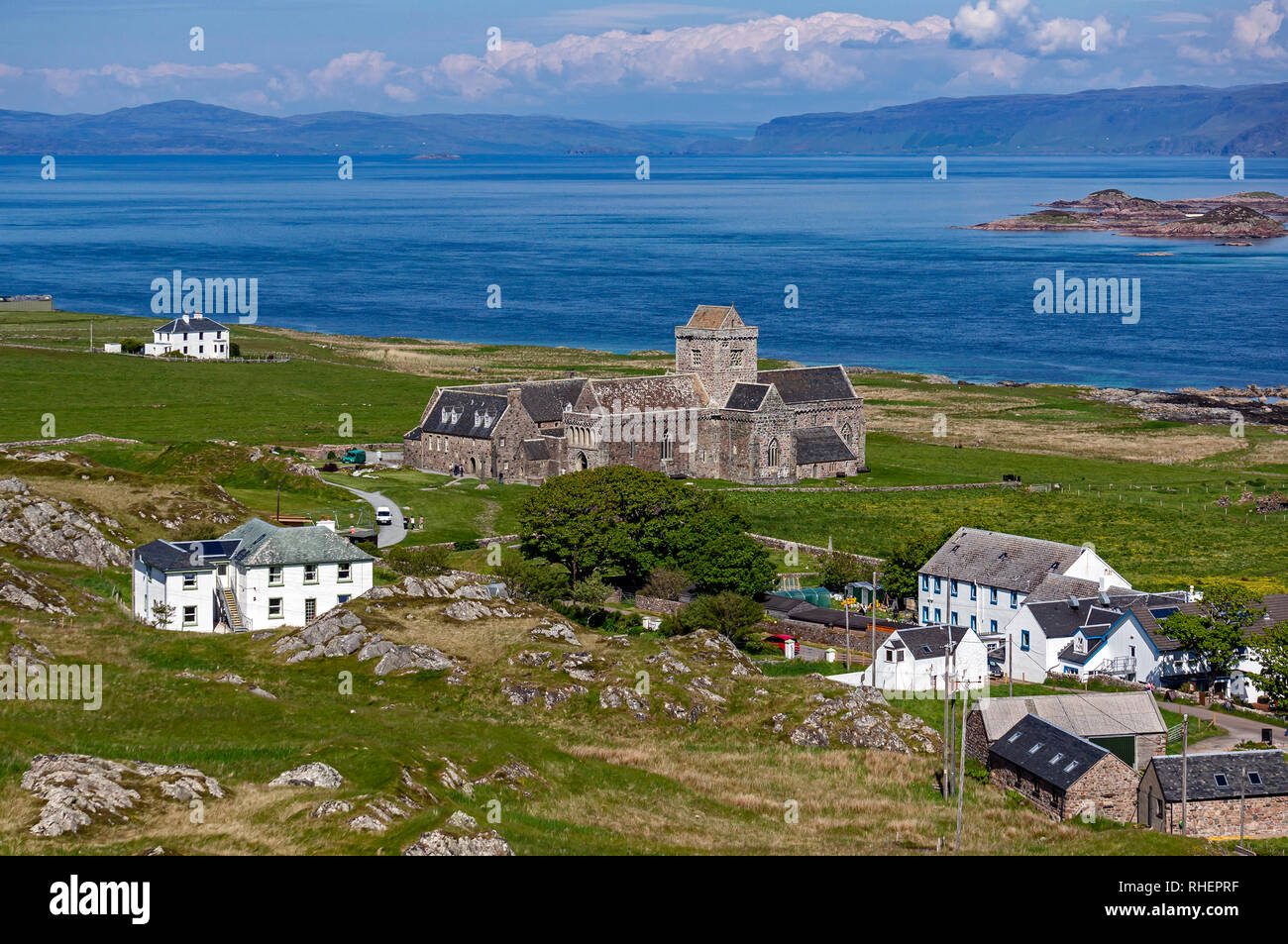 Historic Environment Scotland Iona Abbey on Isle of Iona in the inner Hebrides of Scotland UK