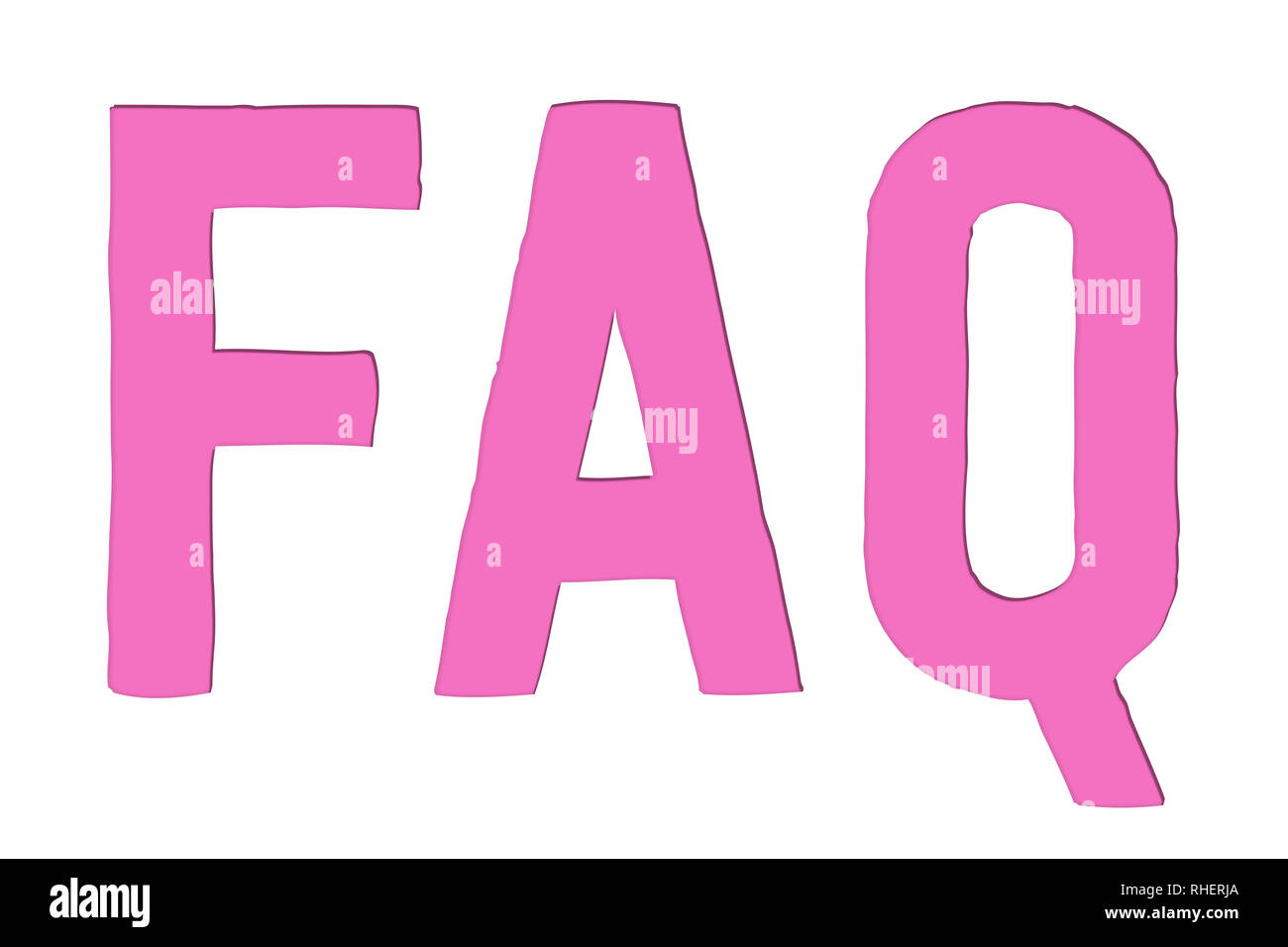 FAQ (Frequently Asked Questions) abbreviation word text in light pink collar  cut out isolated on white background. Stock Photo