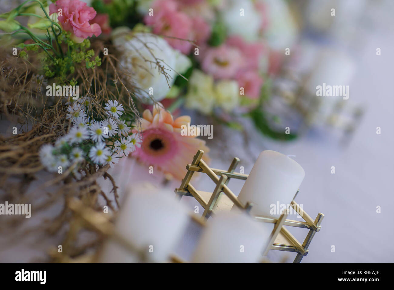Beautiful wedding bouquet of orange flowers. No people. Vertical color