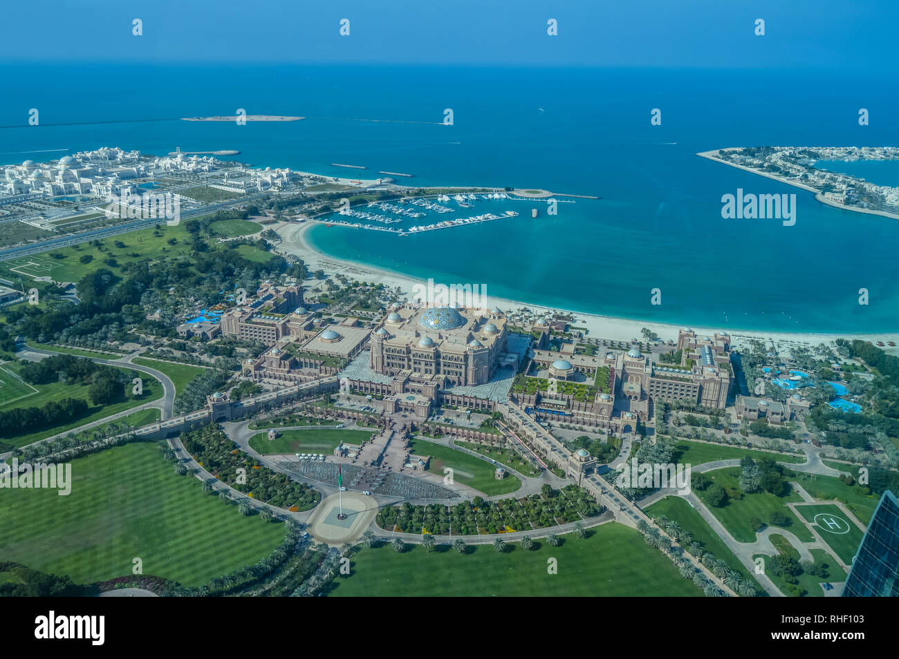 Bird S Eye And Aerial View Of Abu Dhabi City From Observation Deck In Etihad Towers Stock Photo Alamy