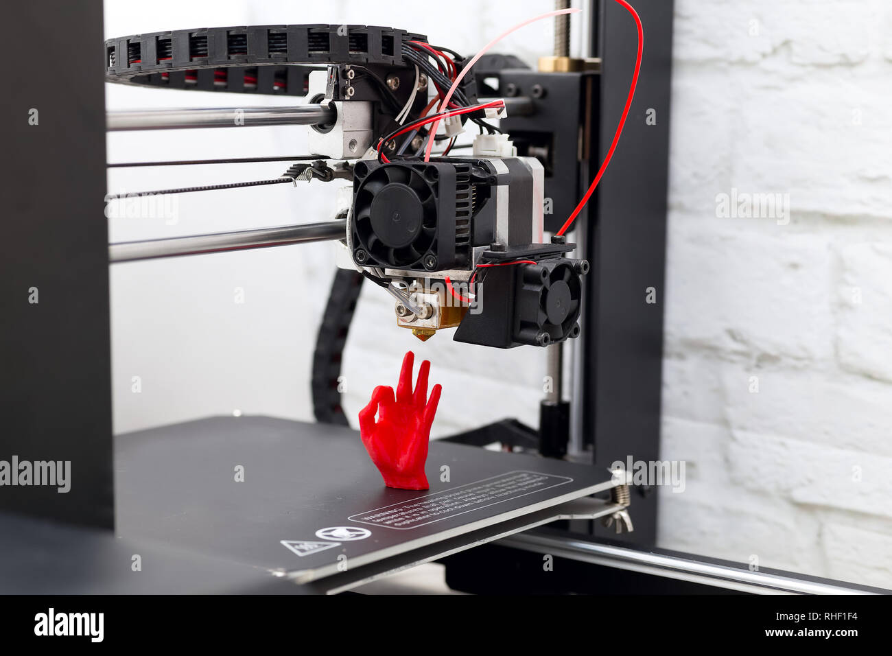 Palm of red plastic, printed on the 3d printer Stock Photo