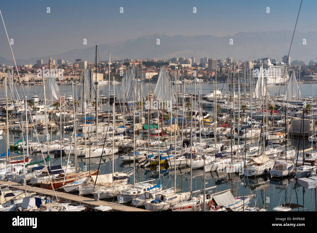 Marina as seen from Sustipan Park, Split, Croatia Stock Photo