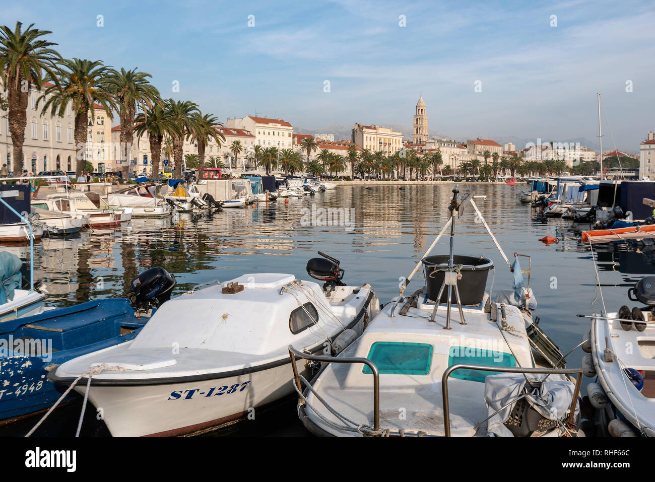 A view of the harbor and waterfront in Split, Croatia Stock Photo