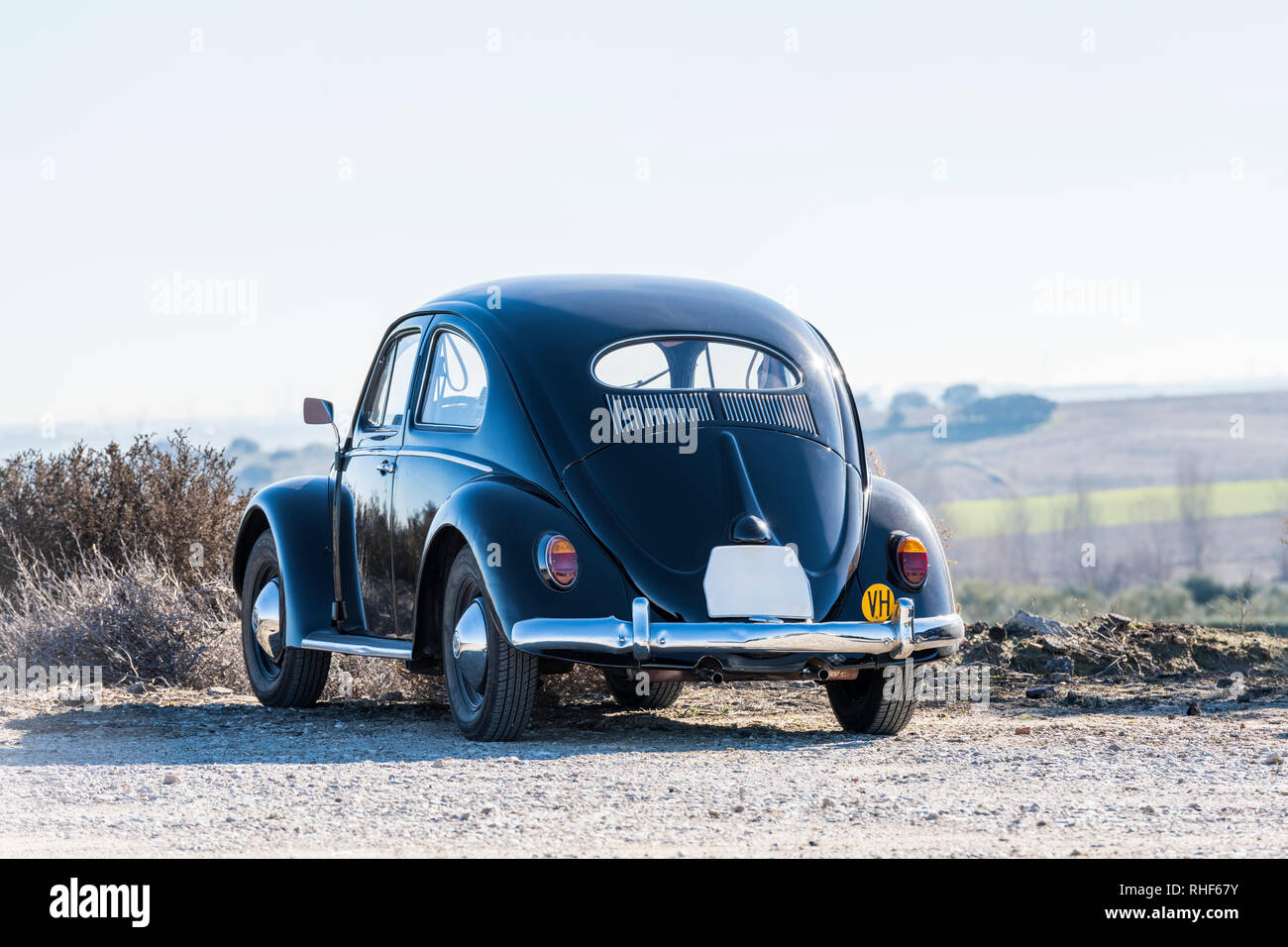 Vintage collector Volkswagen Beetle view from back Stock Photo