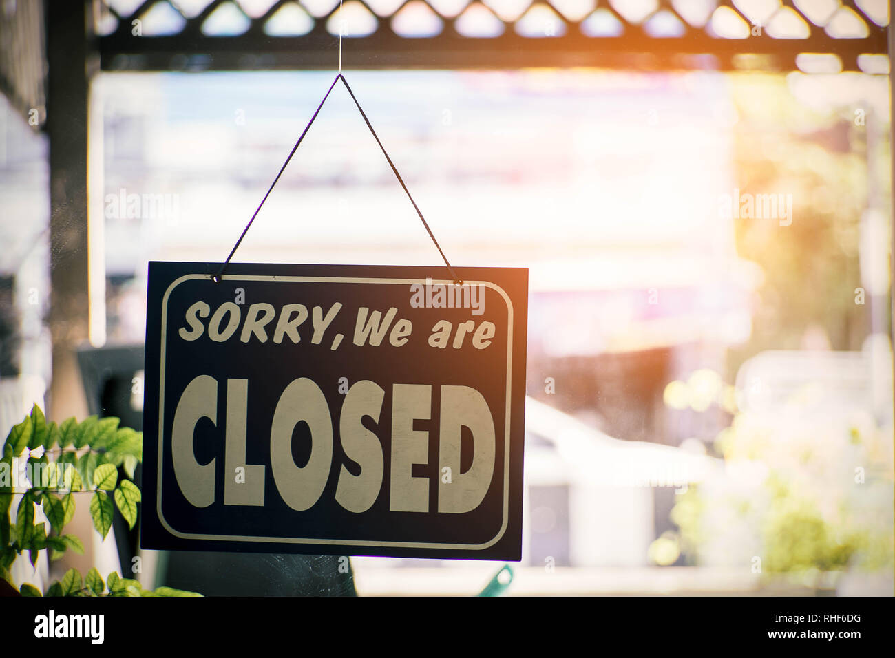 Closed sign.Sorry we are closed Stock Photo