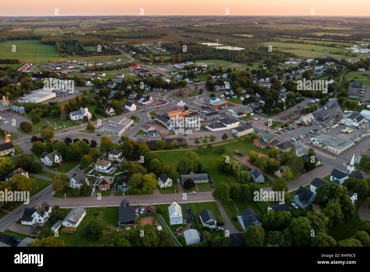 Aerial view of the town of Kensington, Prince Edward Island Stock Photo