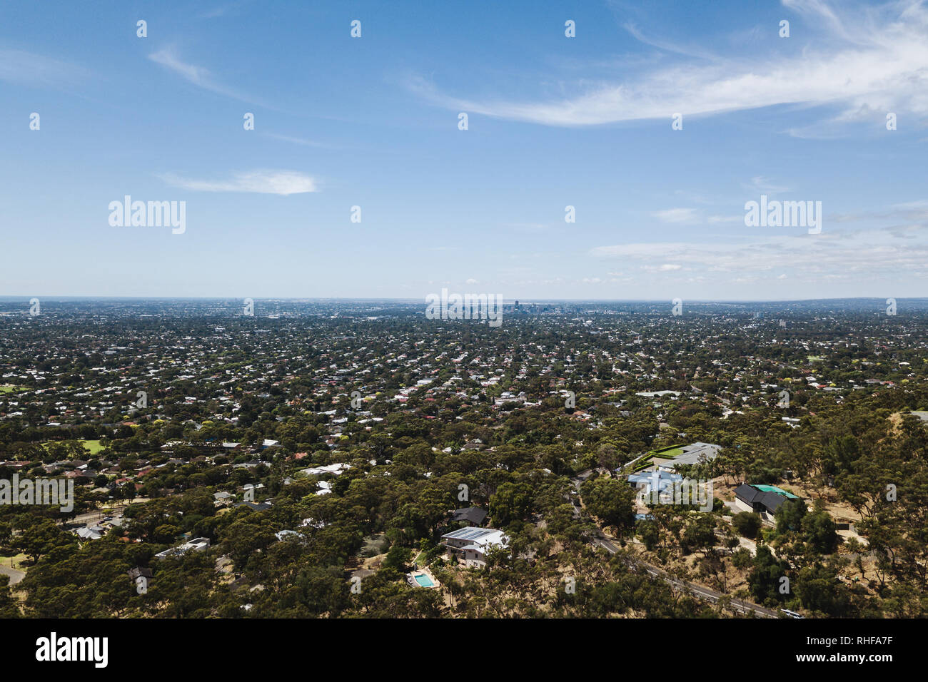 looking to Adelaide city from Belair Stock Photo