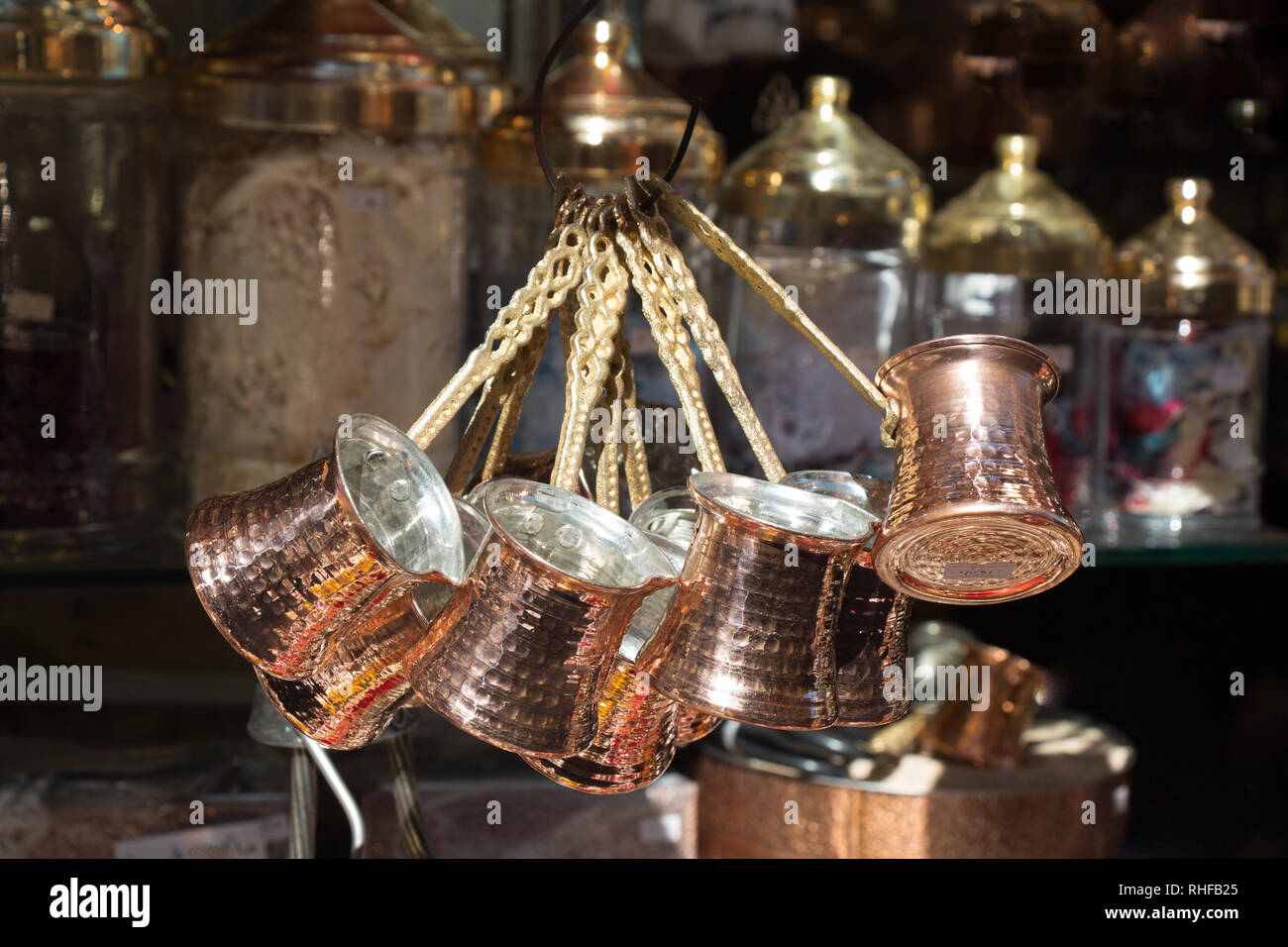 Turkish coffee pots made in a traditional style Stock Photo Alamy