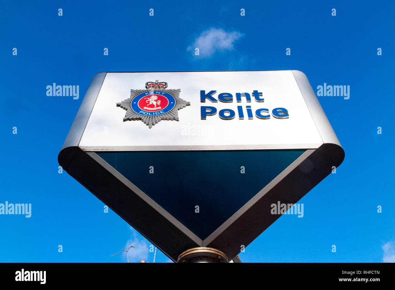 A Kent Police sign outside a police station Stock Photo