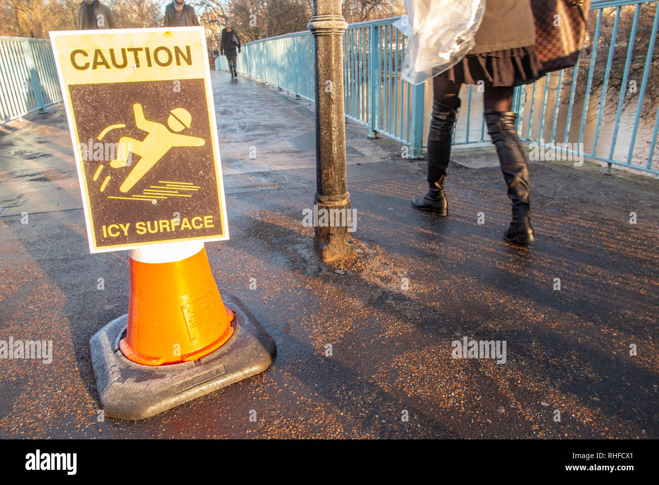 Warning Ice Slippery Surface Sign High Resolution Stock Photography and