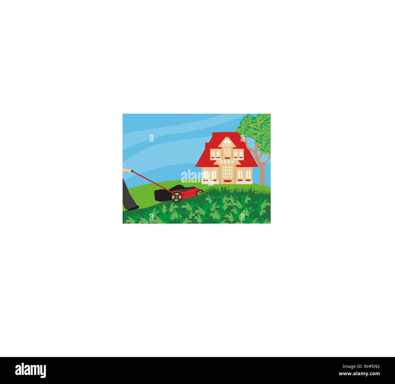 Lawn Mower With Grass Stock Vector