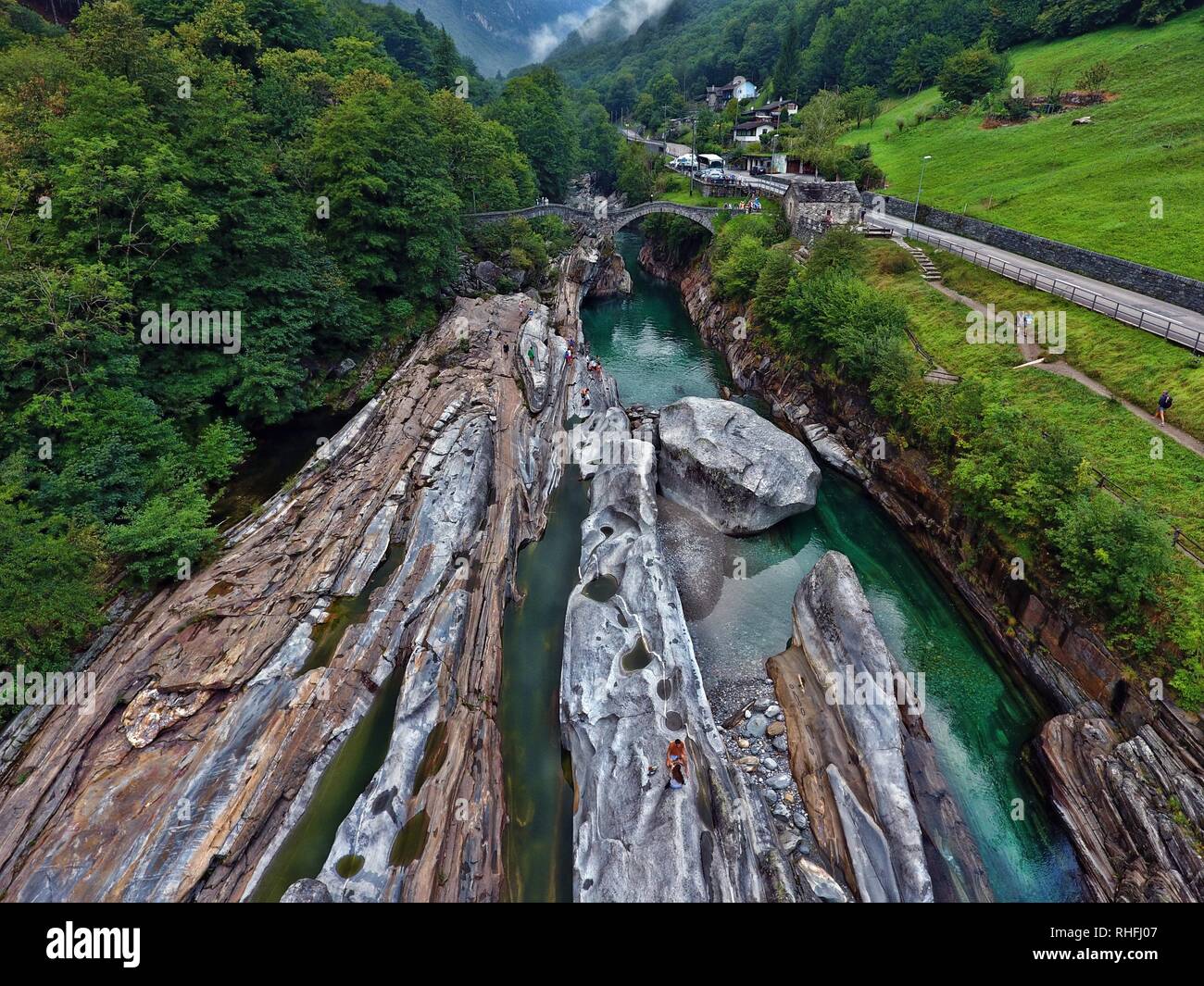 Versasca Verzasca Valley river flowing beautiful stones Switzerland Stock Photo ...