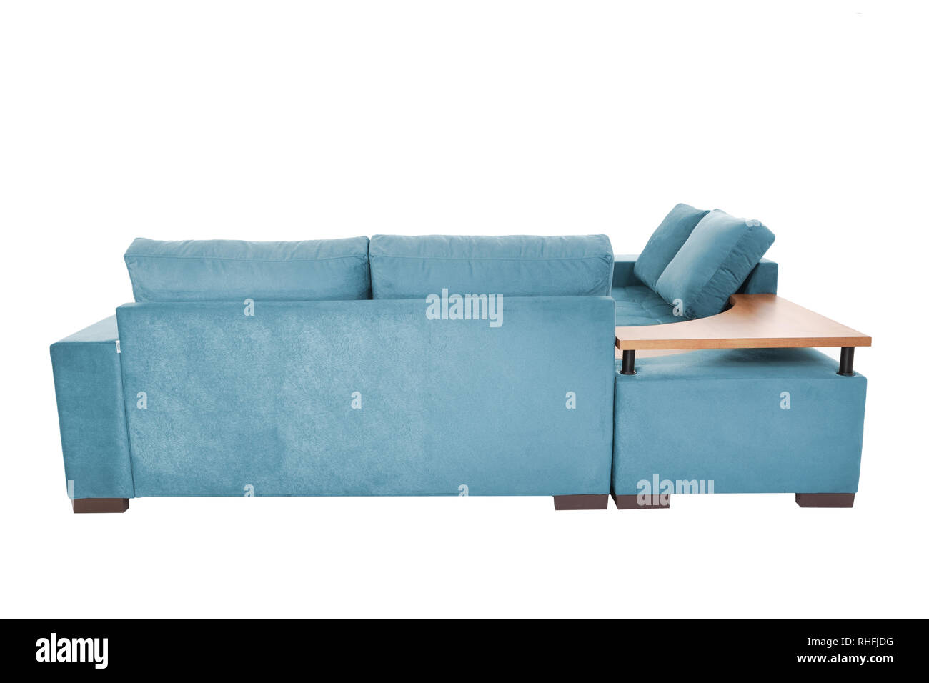 modern blue suede couch sofa isolated on white background Stock Photo