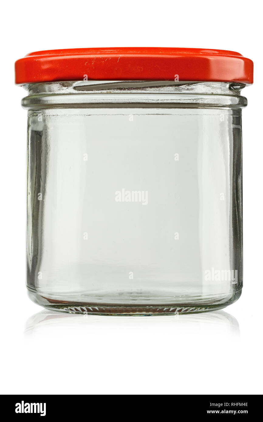 empty jar with lid isolated on white background. clipping path Stock