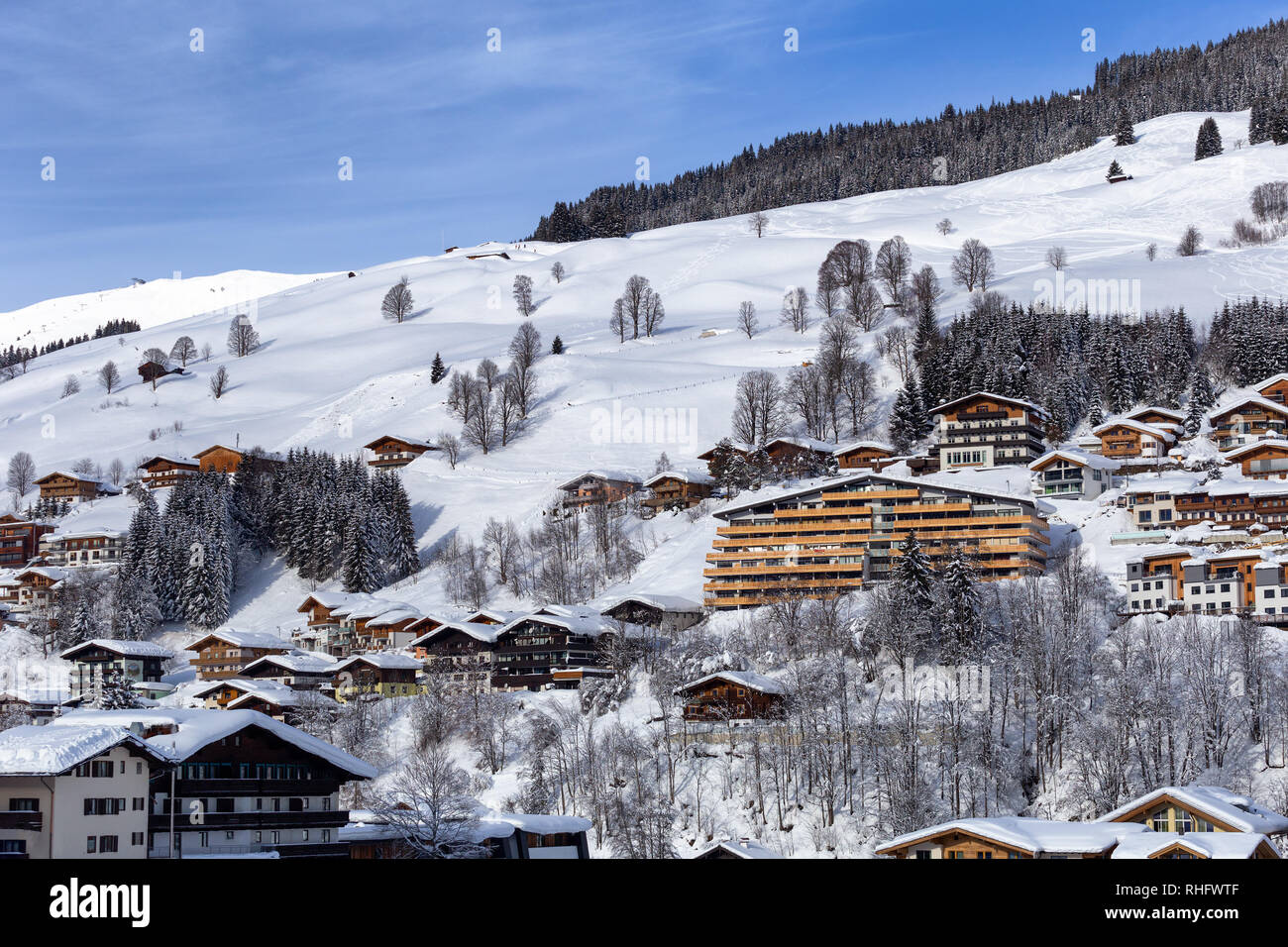 Ski resort Saalbach-Hinterglemm Leogang Fieberbrunn (Austria) Stock Photo