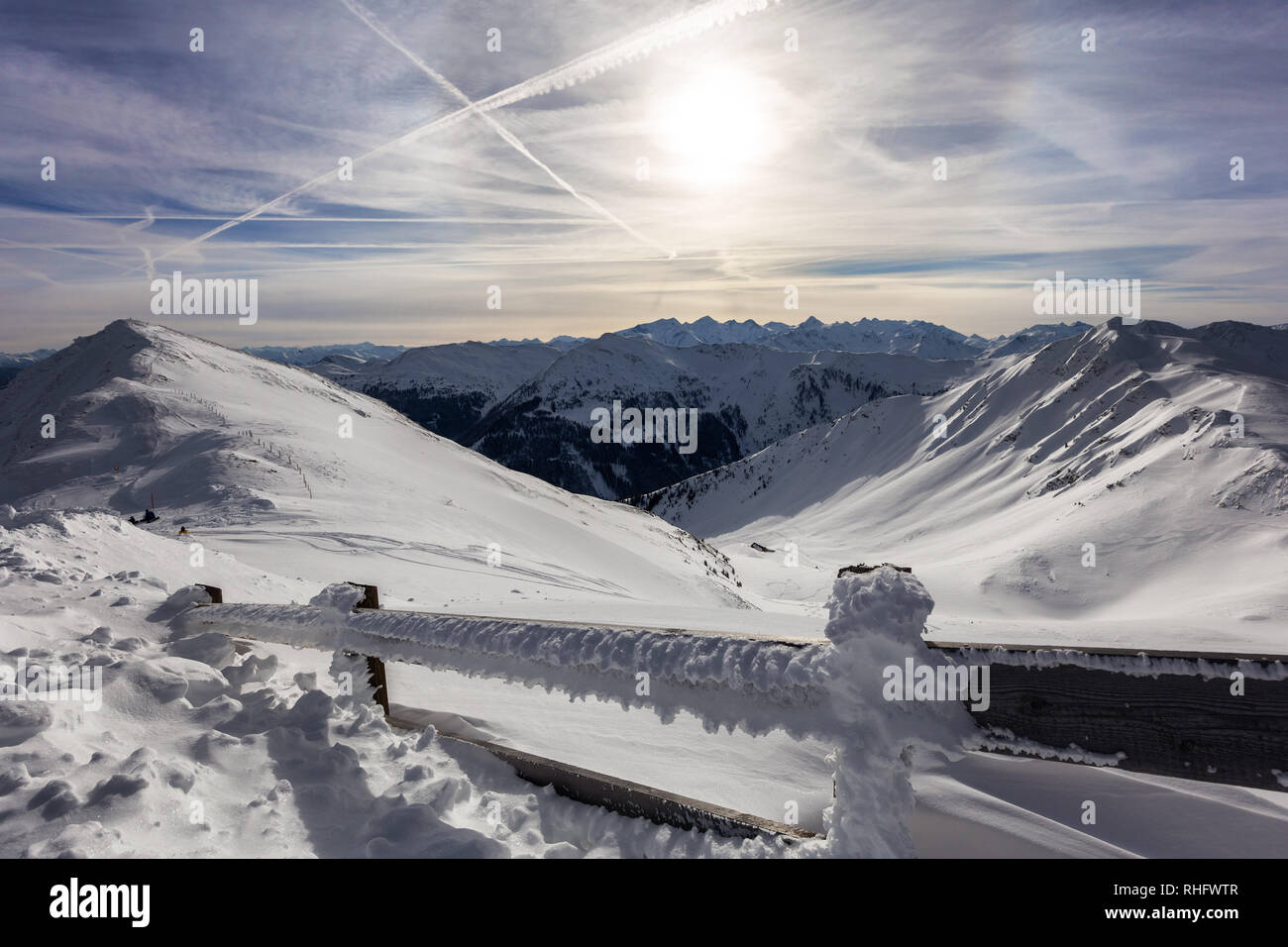 Saalbach-Hinterglemm region, Alps view from ski resort Stock Photo