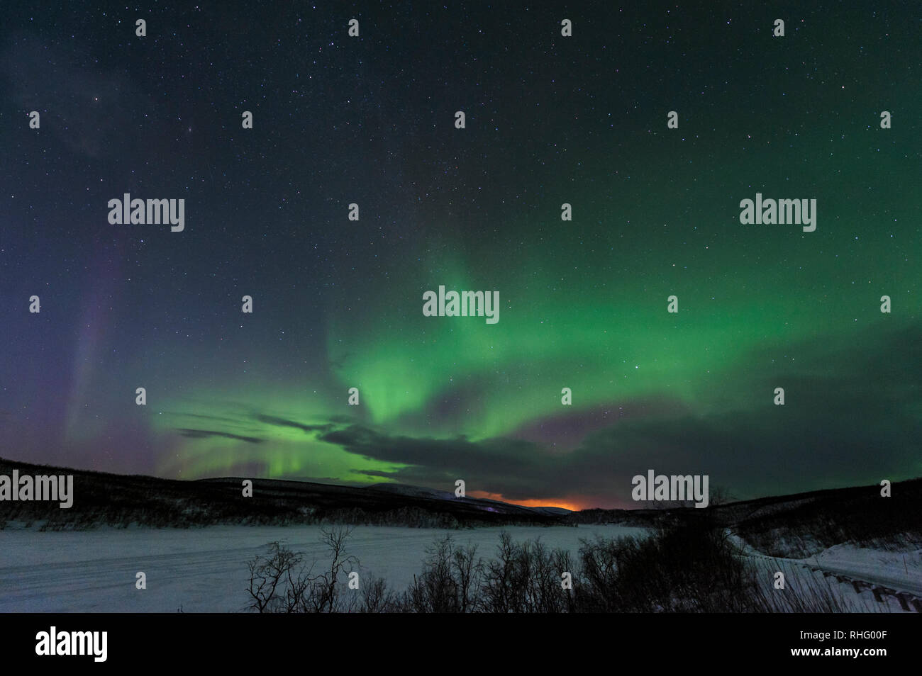 Northern lights near Alta, northern Norway Stock Photo