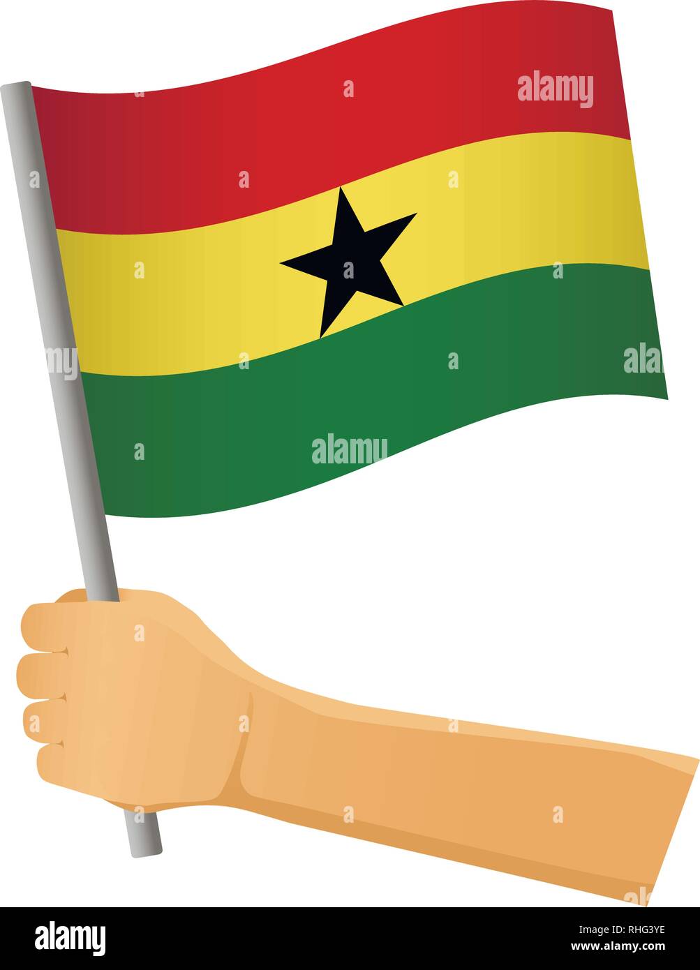 Ghana flag in hand. Patriotic background. National flag of Ghana vector