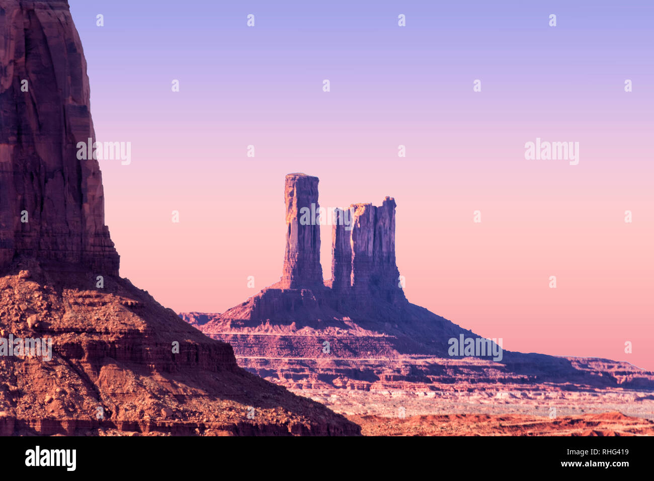 Hunts Mesa, Monument Valley rock formation Stock Photo Alamy