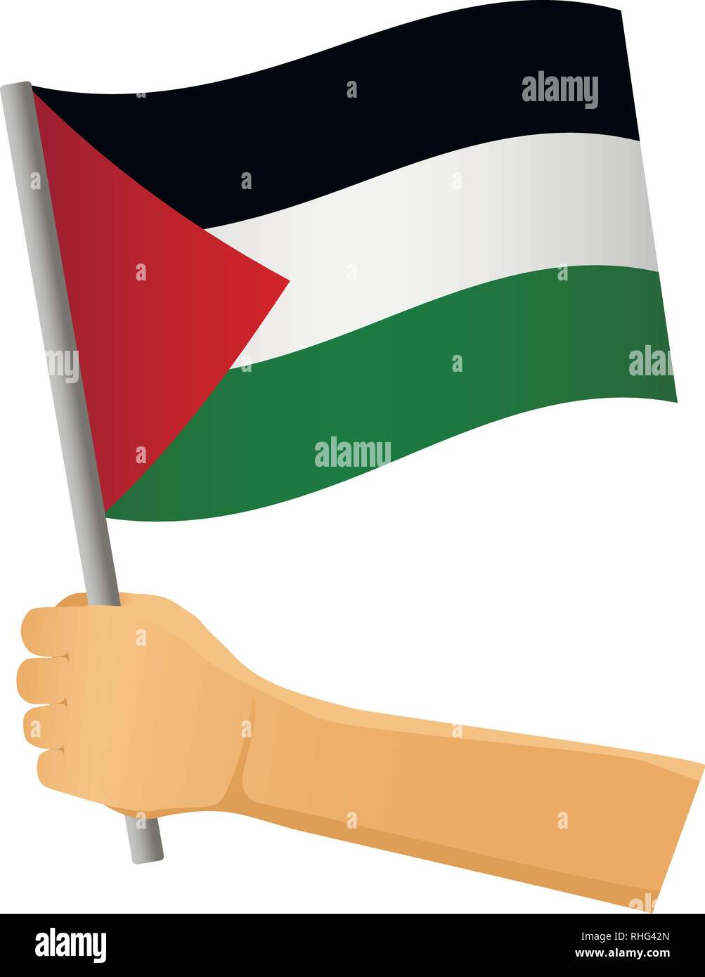 Palestine flag in hand. Patriotic background. National flag of