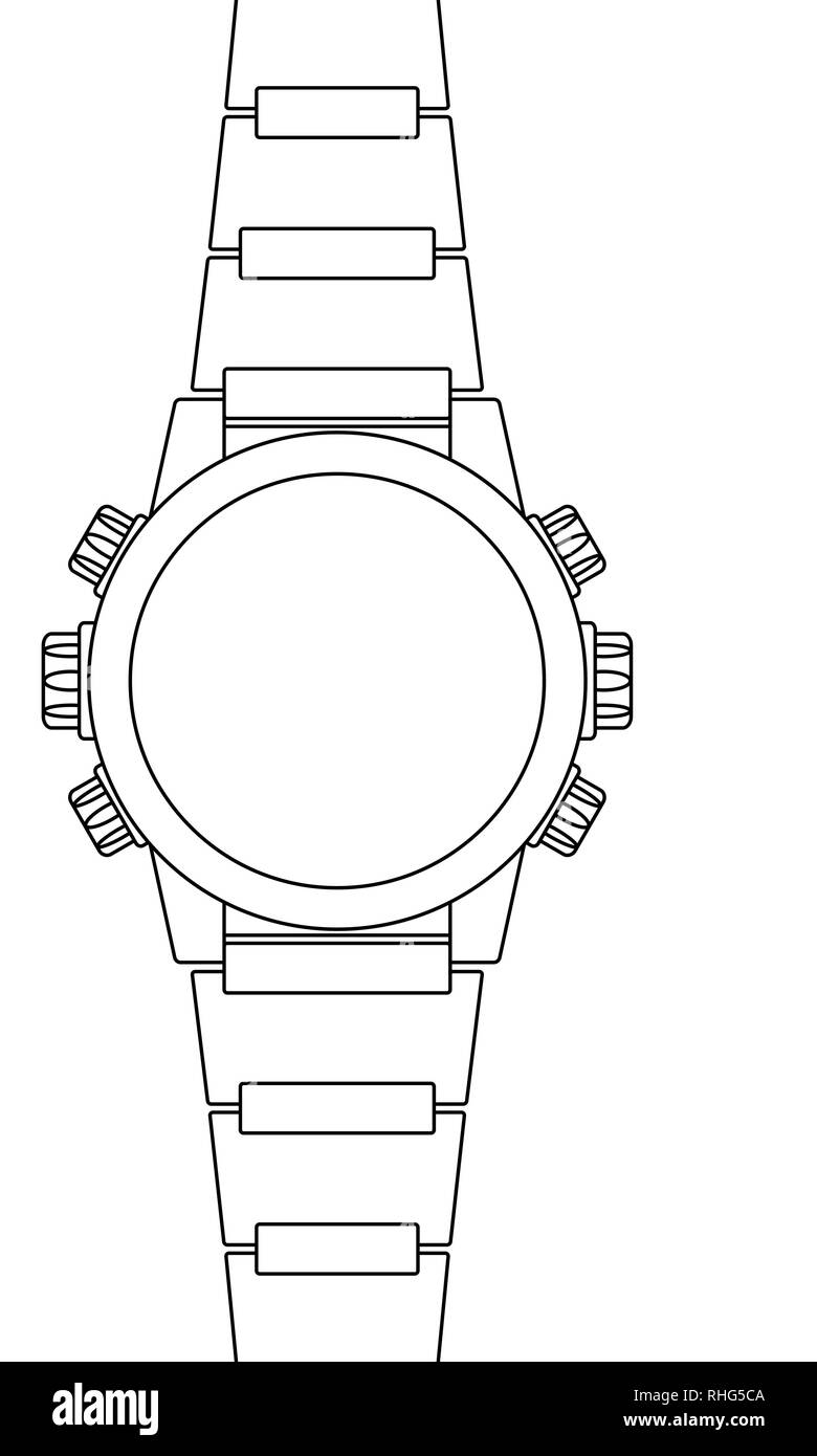 Illustration of the abstract contour wrist watch Stock Vector Image