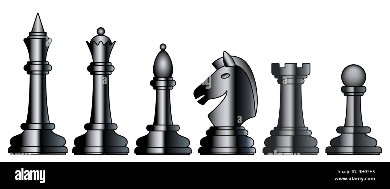 All Chess Pieces, Black And White, From Pawn To King And Queen. Flat Style  Vector Illustration. Royalty Free SVG, Cliparts, Vectors, and Stock  Illustration. Image 73418601.