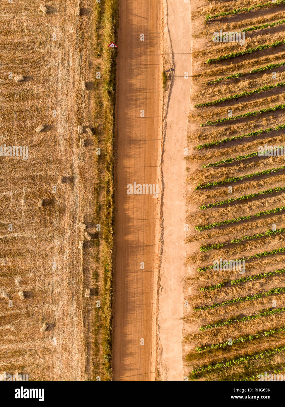 Aerial view of farm field in the Western Cape, South Africa. Stock Photo
