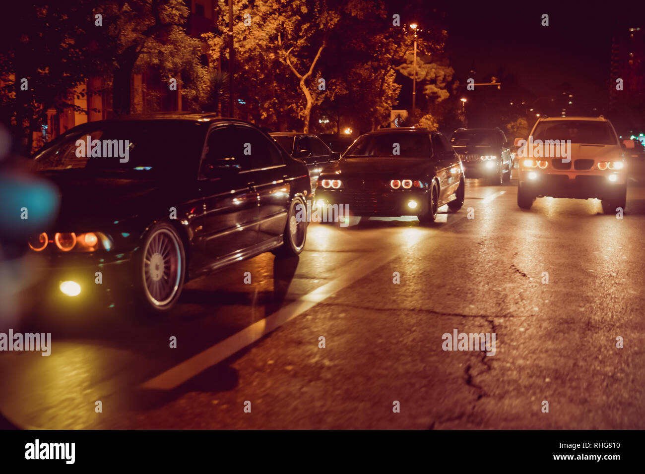 Cars in the night traffic jam hi-res stock photography and images - Alamy