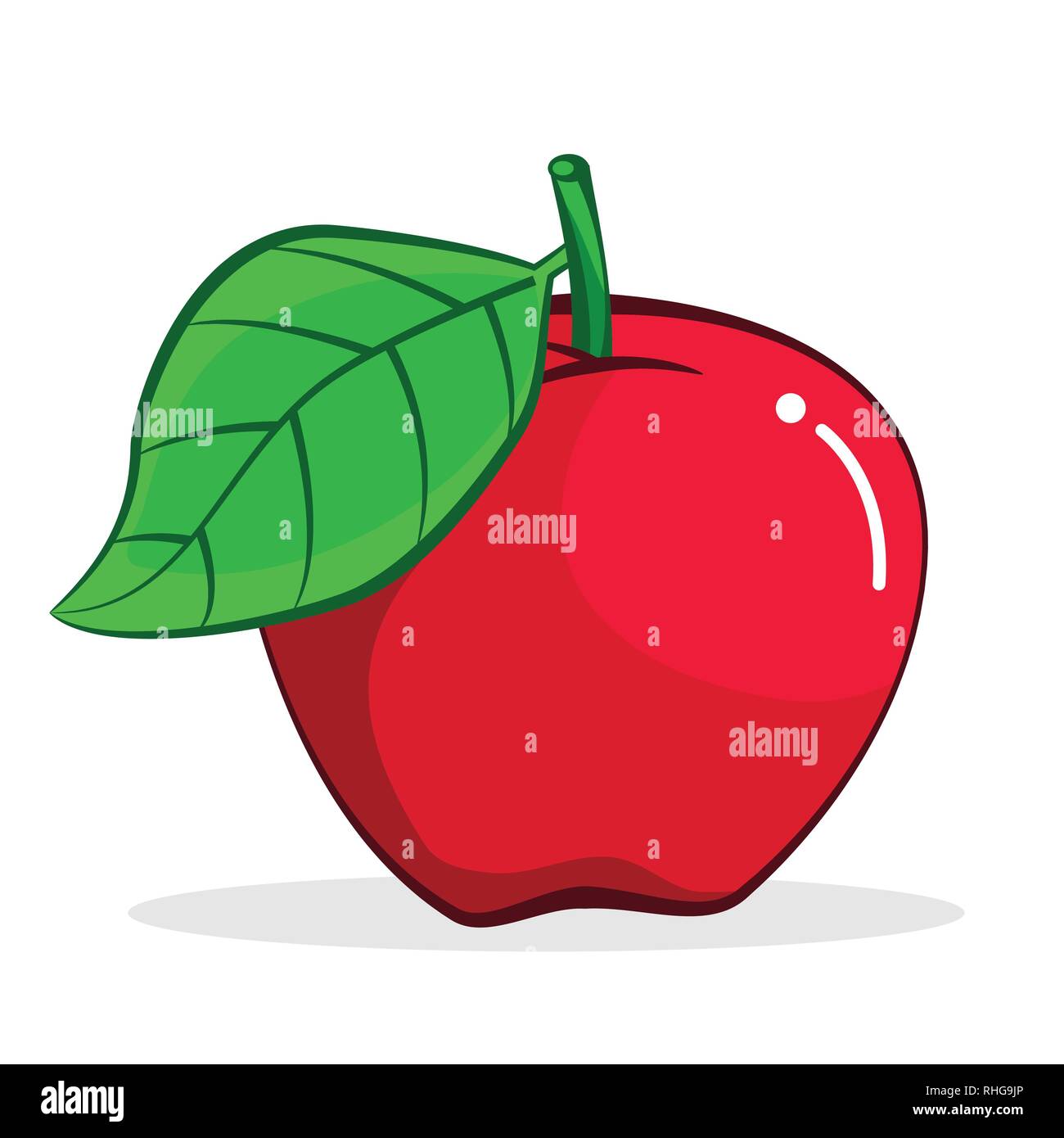 Illustration of Red Apple, fresh healthy food,  organic natural fruit. Vector Illustration Stock Vector