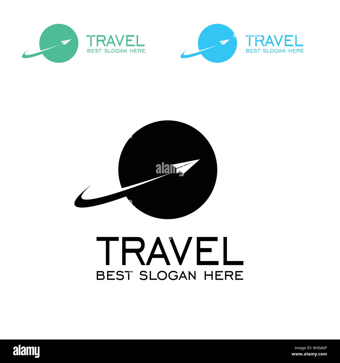 Travel logo vector, with paper plane. Stock Vector