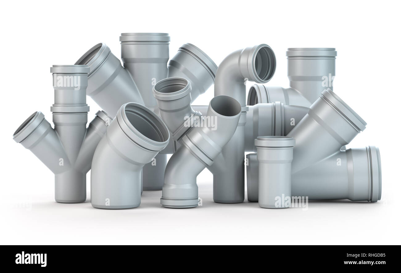 Plastic pvc pipes isolated on the white background. 3d illustration Stock  Photo - Alamy