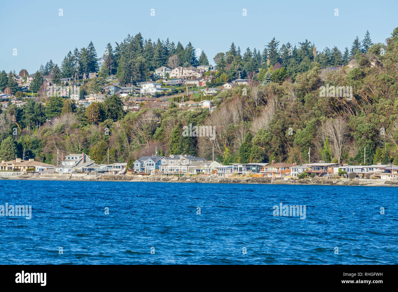 Waterfront homes in the Shorewood area of Burien, Washington Stock