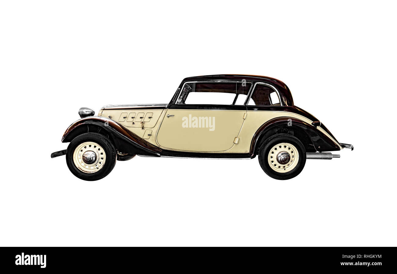 Retro car isolated on white Stock Photo - Alamy