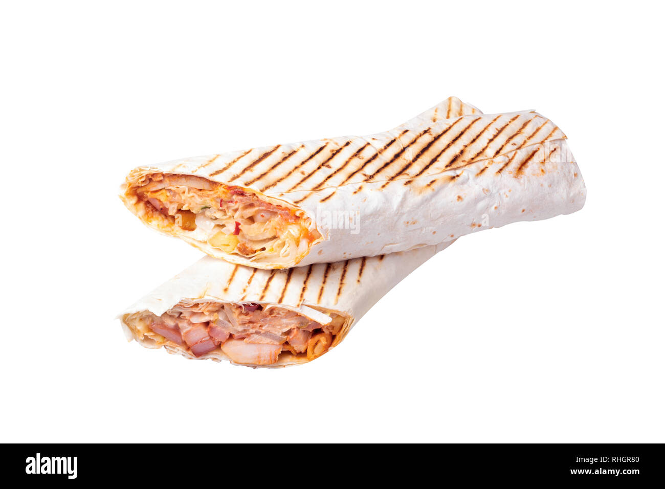 isolated two shawarma on white background Stock Photo