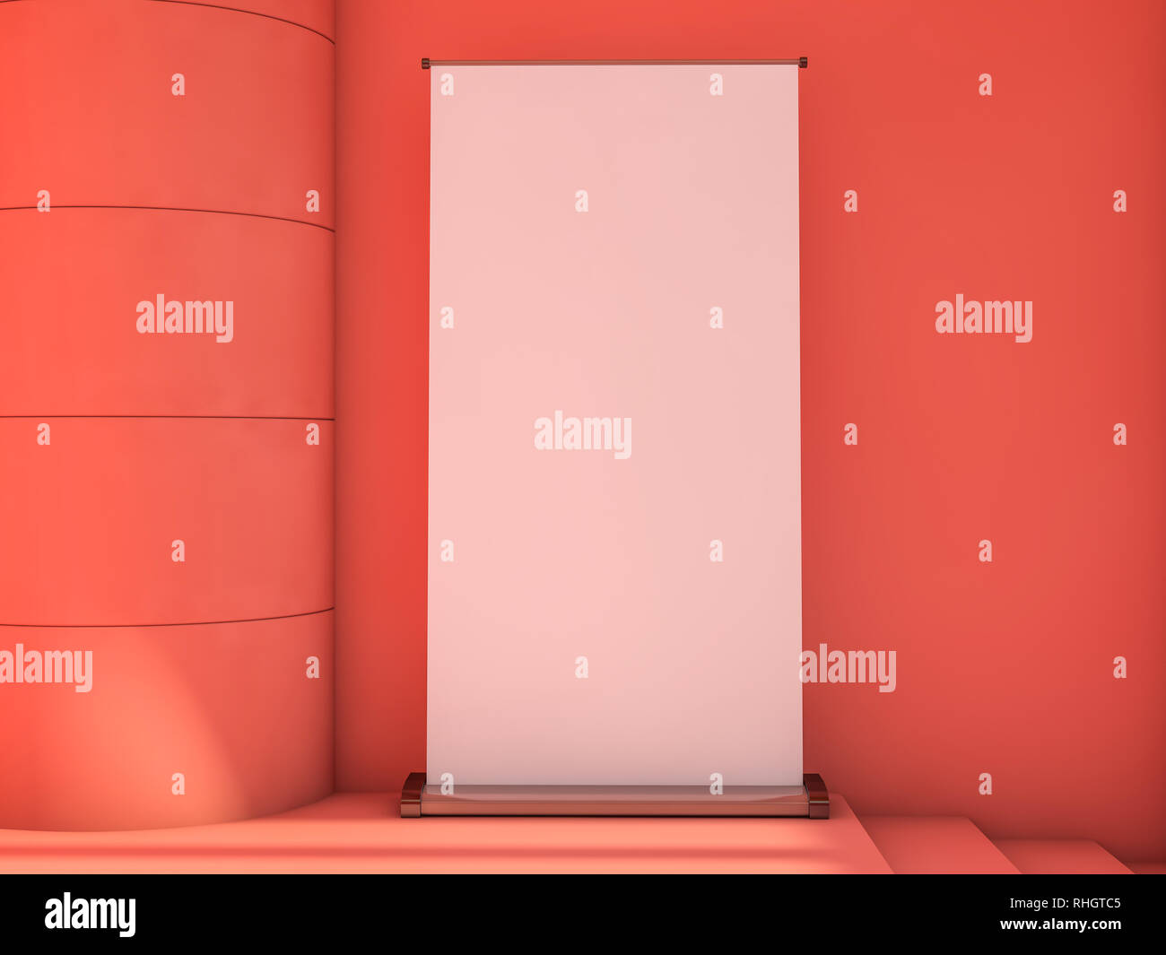 Blank Rollup Banner Display Template Mockup 3d Rendering Stock