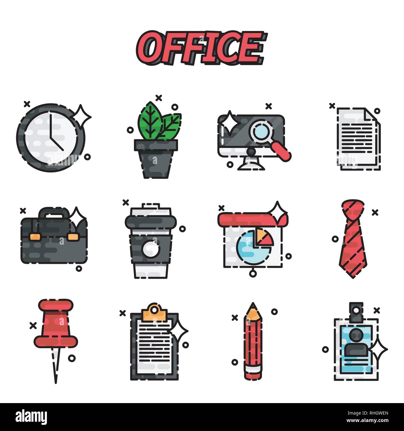 Set of office icons in flat design. Vector illustration, EPS 10 Stock ...