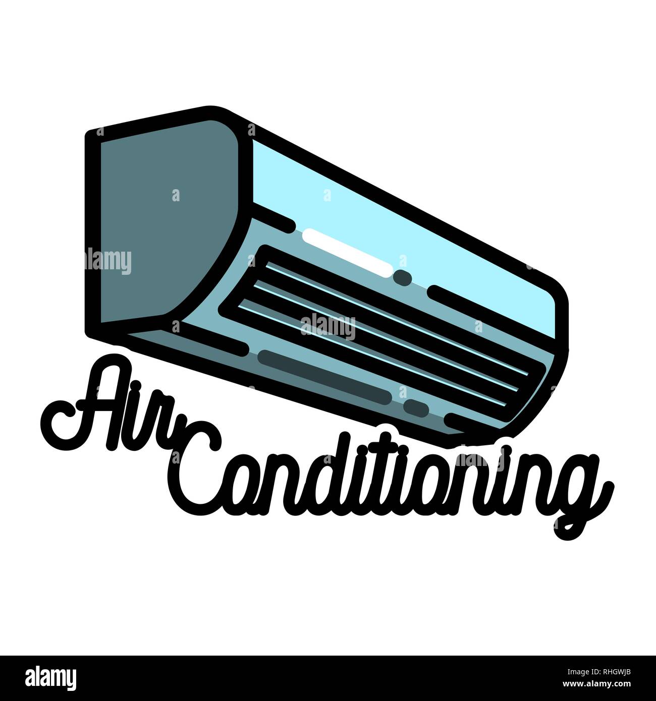 Color vintage air conditioning emblem. Ventilation and conditioning