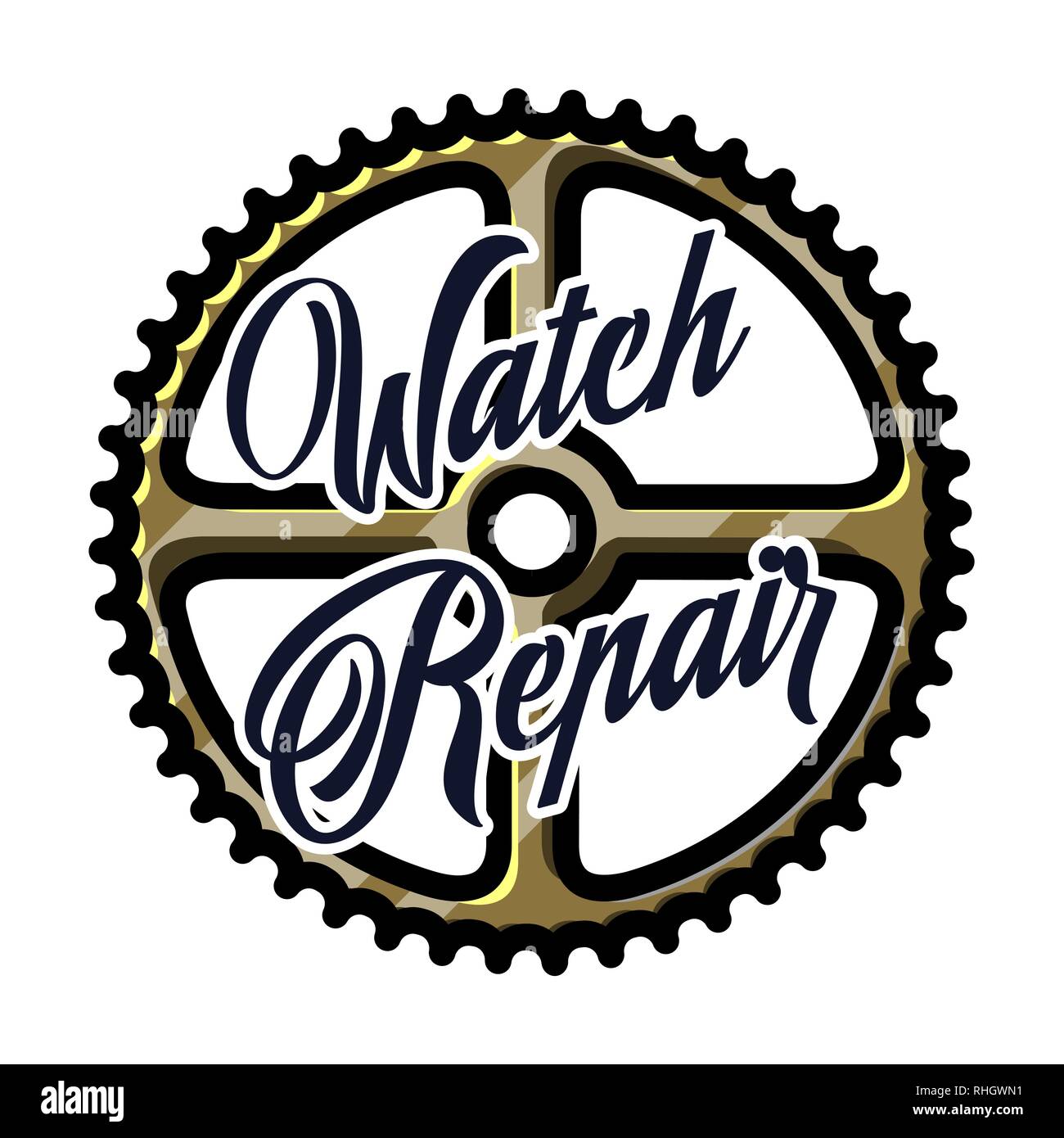 Color vintage watch repair emblem label badge and design elements. Vector illustration EPS 10 Stock Vector Image Art Alamy
