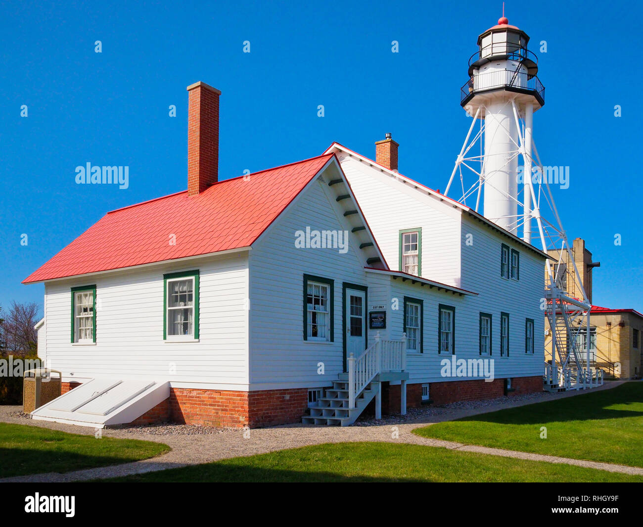 Whitefish Point Light, Great Lakes Shipwreck Museum, Paradise, Michigan, USA Stock Photo