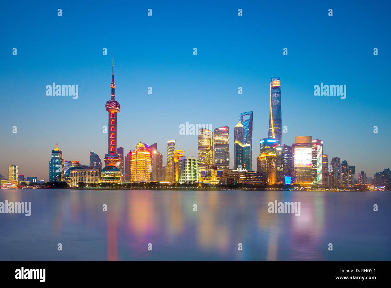skyline of shanghai by the huangpu river Stock Photo