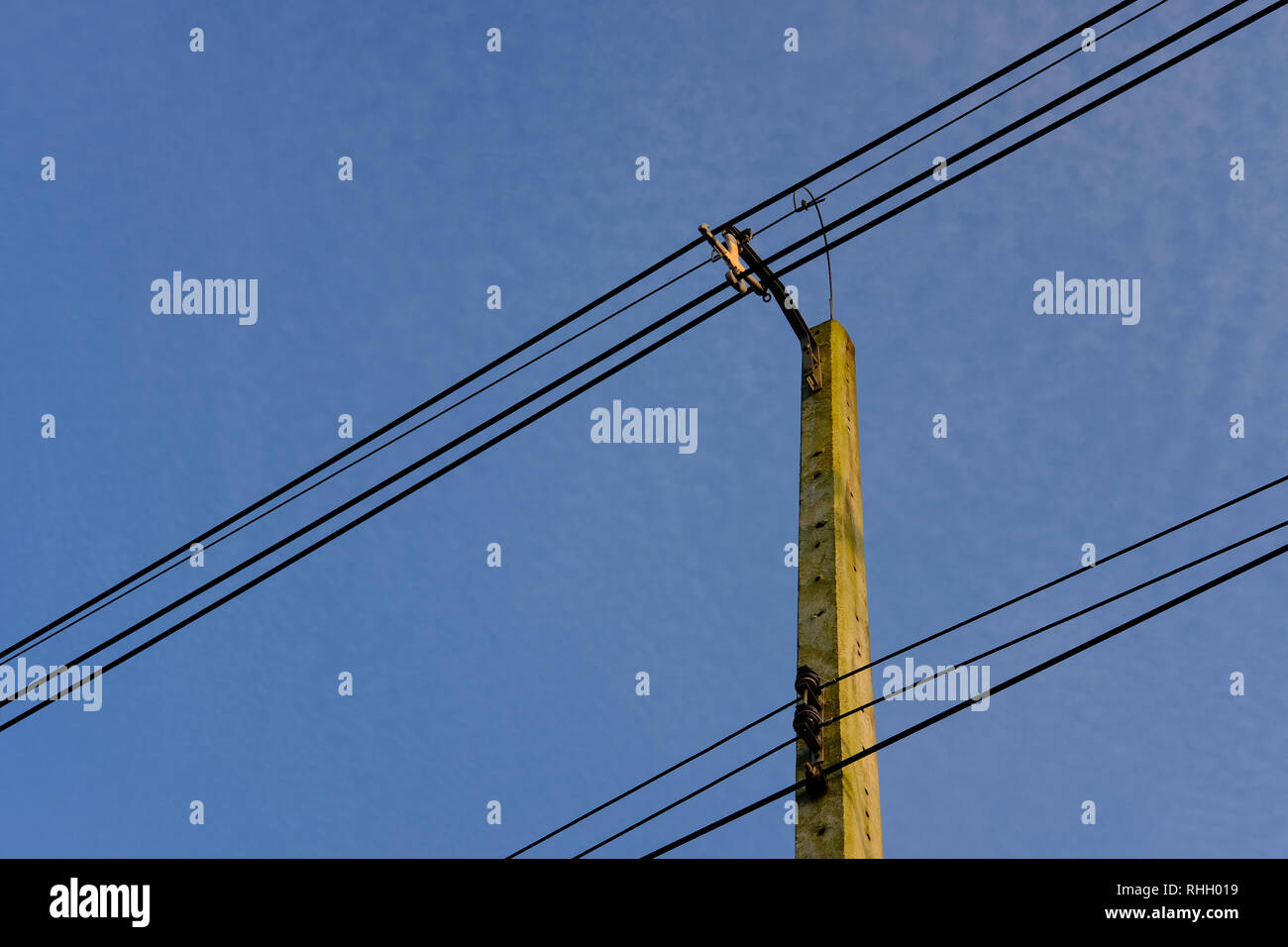 high voltage electricity pole with electric wire & cable Stock Photo ...