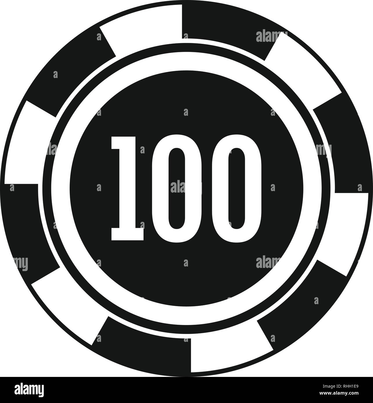 Casino chip 100 icon. Simple illustration of casino chip 100 vector icon  for web design isolated on white background Stock Vector Image & Art - Alamy