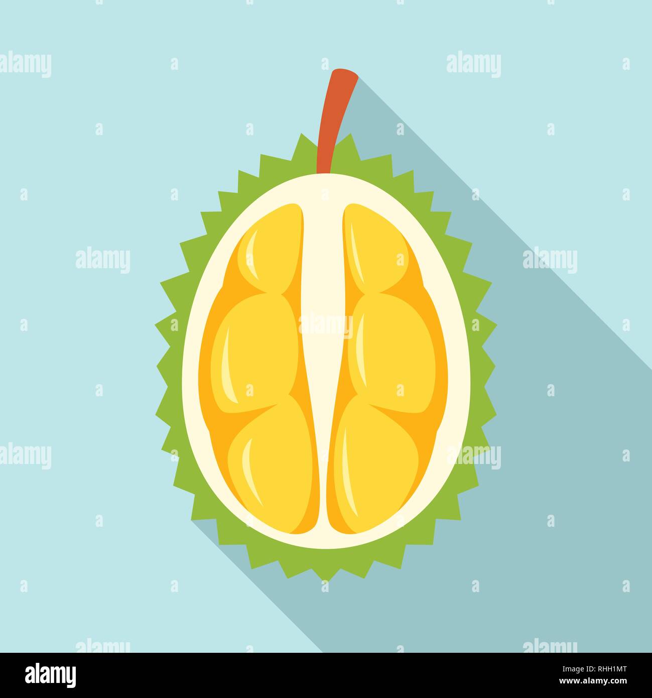 Half fresh durian icon. Flat illustration of half fresh durian vector ...